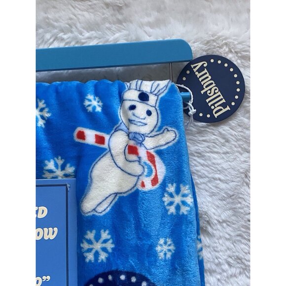 Pillsbury Doughboy Christmas Soft Plush Throw Blanket Oversized 60 X 70” Blue - Picture 5 of 13